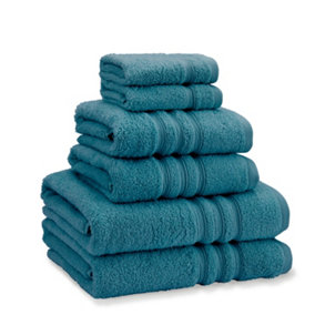 Catherine Lansfield Bathroom Zero Twist 500 gsm Soft & Absorbent Cotton 6 Piece Towel Set Teal Green