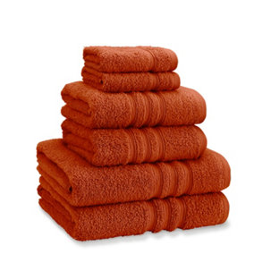 Catherine Lansfield Bathroom Zero Twist 500 gsm Soft & Absorbent Cotton 6 Piece Towel Set Terracotta