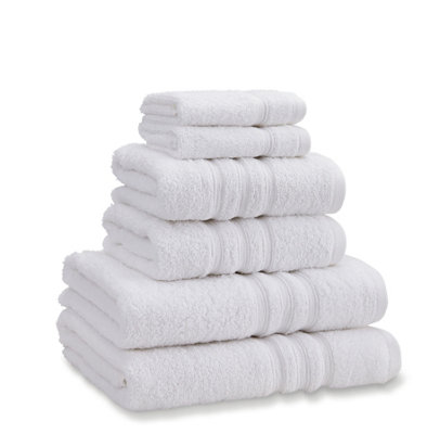 Catherine Lansfield Bathroom Zero Twist 500 gsm Soft & Absorbent Cotton 6 Piece Towel Set White