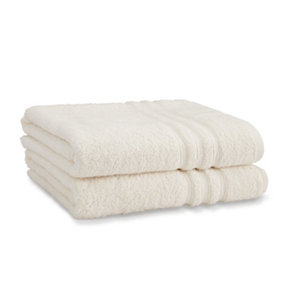 Catherine Lansfield Bathroom Zero Twist 500 gsm Soft & Absorbent Cotton Bath Sheet Pair Cream