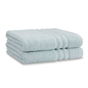 Catherine Lansfield Bathroom Zero Twist 500 gsm Soft & Absorbent Cotton Bath Sheet Pair Duck Egg Blue