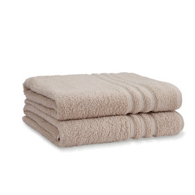 Catherine Lansfield Bathroom Zero Twist 500 gsm Soft & Absorbent Cotton Bath Sheet Pair Natural