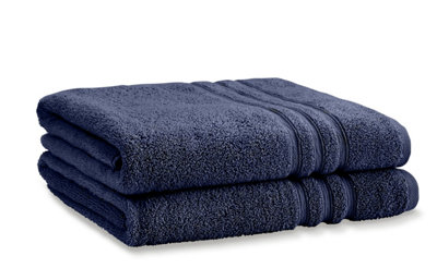 Catherine Lansfield Bathroom Zero Twist 500 gsm Soft & Absorbent Cotton Bath Sheet Pair Navy