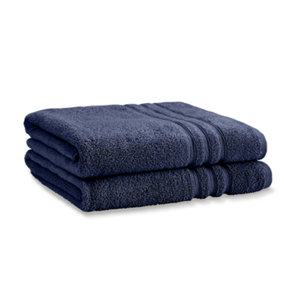 Catherine Lansfield Bathroom Zero Twist 500 gsm Soft & Absorbent Cotton Bath Sheet Pair Navy