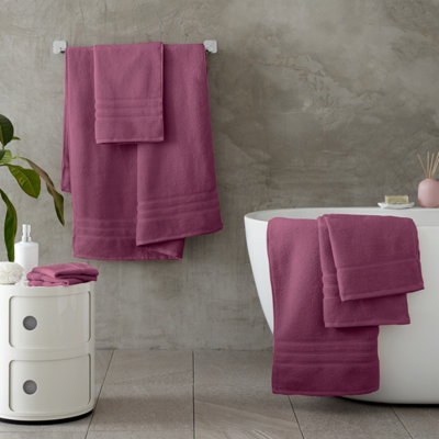 Catherine Lansfield Bathroom Zero Twist 500 gsm Soft & Absorbent Cotton Bath Sheet Pair Raspberry