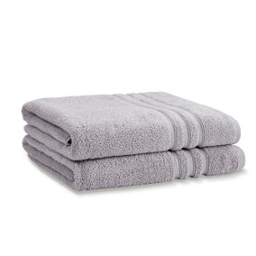 Catherine Lansfield Bathroom Zero Twist 500 gsm Soft & Absorbent Cotton Bath Sheet Pair Silver