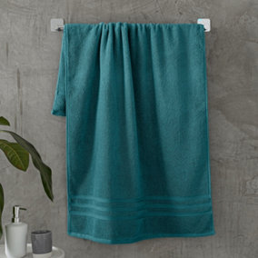 Catherine Lansfield Bathroom Zero Twist 500 gsm Soft & Absorbent Cotton Bath Sheet Pair Teal Green