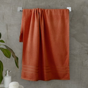 Catherine Lansfield Bathroom Zero Twist 500 gsm Soft & Absorbent Cotton Bath Sheet Pair Terracotta