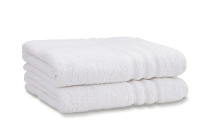 Catherine Lansfield Bathroom Zero Twist 500 gsm Soft & Absorbent Cotton Bath Sheet Pair White