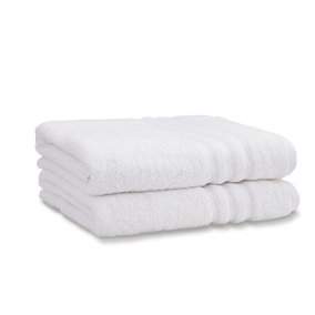 Catherine Lansfield Bathroom Zero Twist 500 gsm Soft & Absorbent Cotton Bath Sheet Pair White