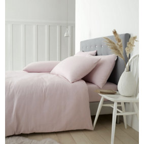 Catherine Lansfield Bedding 145 GM Brushed Cotton King Duvet Cover Set with Pillowcases Pink