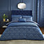 Catherine Lansfield Bedding Art Deco Pearl Embellished Duvet Cover Set with Pillowcases Navy Blue