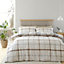 Catherine Lansfield Bedding Brushed Cotton Check Reversible Duvet Cover Set with Pillowcases Natural