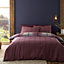 Catherine Lansfield Bedding Brushed Cotton Melrose Tweed Check Reversible Duvet Cover Set with Pillowcases Plum