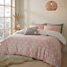 Catherine Lansfield Bedding Brushed Spot Duvet Cover Set with Pillowcases Pink