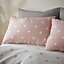 Catherine Lansfield Bedding Brushed Spot Duvet Cover Set with Pillowcases Pink