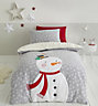 Catherine Lansfield Bedding Christmas Bedding Cosy Snowman Duvet Cover Set with Pillowcases Grey