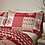 Catherine Lansfield Bedding Christmas Bedding Let It Snow Christmas Duvet Cover Set with Pillowcases Red