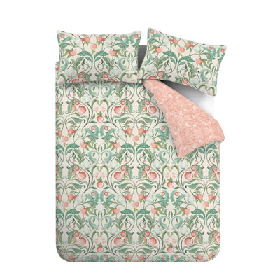 Catherine Lansfield Bedding Clarence Floral King Duvet Cover Set with Pillowcases Natural / Green