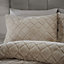 Catherine Lansfield Bedding Cosy Diamond Faux Fur Duvet Cover Set with Pillowcase Natural