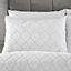 Catherine Lansfield Bedding Cosy Diamond Faux Fur Duvet Cover Set with Pillowcase White