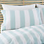 Catherine Lansfield Bedding Cove Stripe Reversible Double Duvet Cover Set with Pillowcases Seafoam Blue