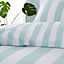 Catherine Lansfield Bedding Cove Stripe Reversible King Duvet Cover Set with Pillowcases Seafoam Blue
