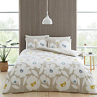 Catherine Lansfield Bedding Craft Floral King Duvet Cover Set with Pillowcases Natural