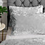 Catherine Lansfield Bedding Crushed Velvet Duvet Cover Set with Pillowcase Silver Grey