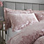 Catherine Lansfield Bedding Crushed Velvet Duvet Cover Set with Pillowcases Blush Pink