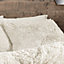 Catherine Lansfield Bedding Cuddly Deep Pile Faux Fur Duvet Cover Set with Pillowcases Cream
