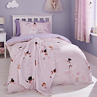 Catherine Lansfield Bedding Dancing Fairies Reversible Junior Duvet Cover Set with Pillowcases Pink