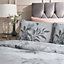 Catherine Lansfield Bedding Dramatic Floral Duvet Cover Set with Pillowcase Silver Grey