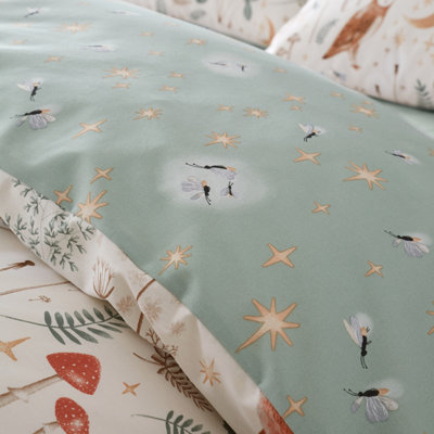 Catherine Lansfield Bedding Enchanted Twilight Animals Reversible Duvet Cover Set with Pillowcases Natural