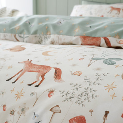 Catherine Lansfield Bedding Enchanted Twilight Animals Reversible Duvet Cover Set with Pillowcases Natural