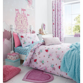 Catherine Lansfield Bedding Fairies King Duvet Cover Set with Pillowcases Pink