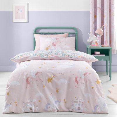 Catherine Lansfield Bedding Fairytale Unicorn Duvet Cover Set Pink