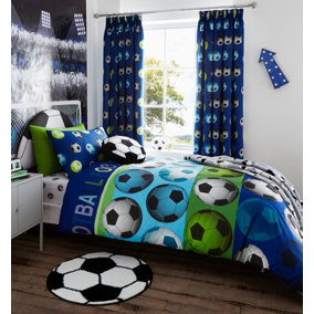 Catherine Lansfield Bedding Football Double Duvet Cover Set with Pillowcases Blue
