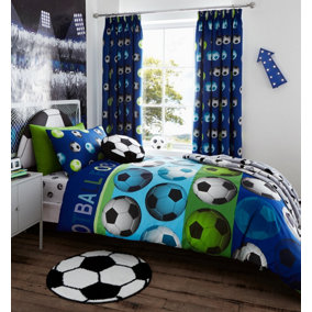 Catherine Lansfield Bedding Football Single Duvet Cover Set with Pillowcases Blue