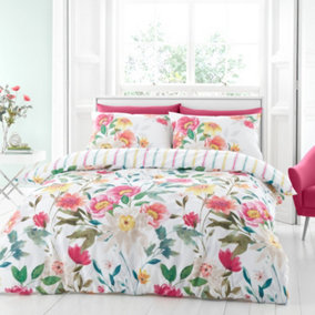 Catherine Lansfield Bedding Fresh Floral King Duvet Cover Set with Pillowcases Bright