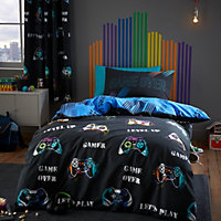 Catherine Lansfield Bedding Game Over Duvet Cover Set with Pillowcases Black
