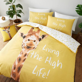 Catherine Lansfield Bedding Giraffe Single Duvet Cover Set with Pillowcases Yellow