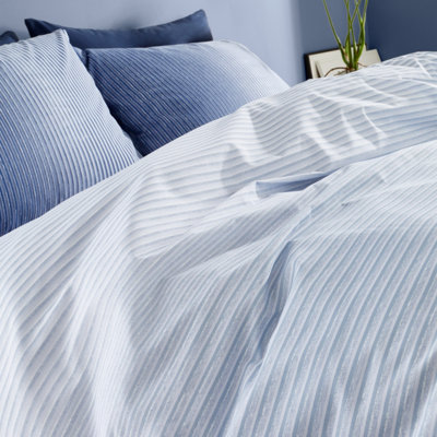 Set Copripiumino Reversibile Catherine Lansfield Salcombe Boats, King Size 220x230 Cm, Blu Chiaro, 2 Federe
