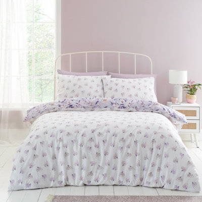 Catherine Lansfield Bedding Isadora Floral Reversible Duvet Cover Set with Pillowcases Lilac