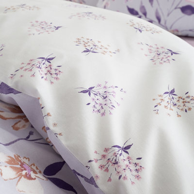 Catherine Lansfield Bedding Isadora Floral Reversible Duvet Cover Set with Pillowcases Lilac