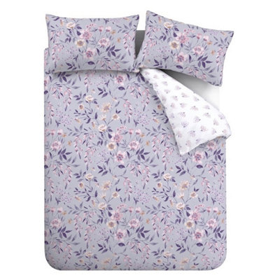 Catherine Lansfield Bedding Isadora Floral Reversible Duvet Cover Set with Pillowcases Lilac