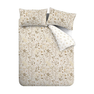 Catherine Lansfield Bedding Isadora Floral Reversible Duvet Cover Set with Pillowcases Natural