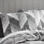 Catherine Lansfield Bedding Kamari Stripe Reversible King Duvet Cover Set with Pillowcases Charcoal Grey