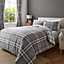 Catherine Lansfield Bedding Kelso Check Duvet Cover Set with Pillowcases Charcoal Grey