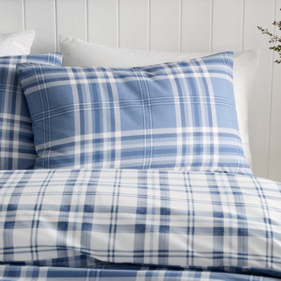 Catherine Lansfield Bedding Kelso Check Duvet Cover Set with Pillowcases Lansfield Blue